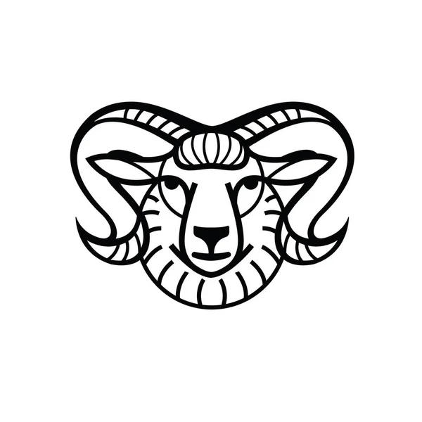 Dessin stylisé linéaire - tête de mouton ou de bélier — Image vectorielle