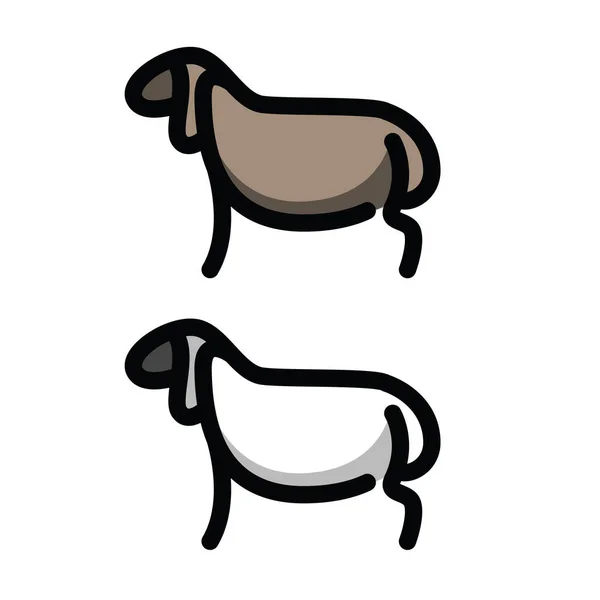 Dibujo lineal estilizado de oveja o carnero — Vector de stock