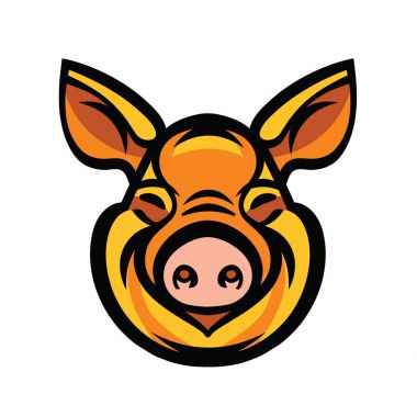 Komik gülümseyen turuncu domuz