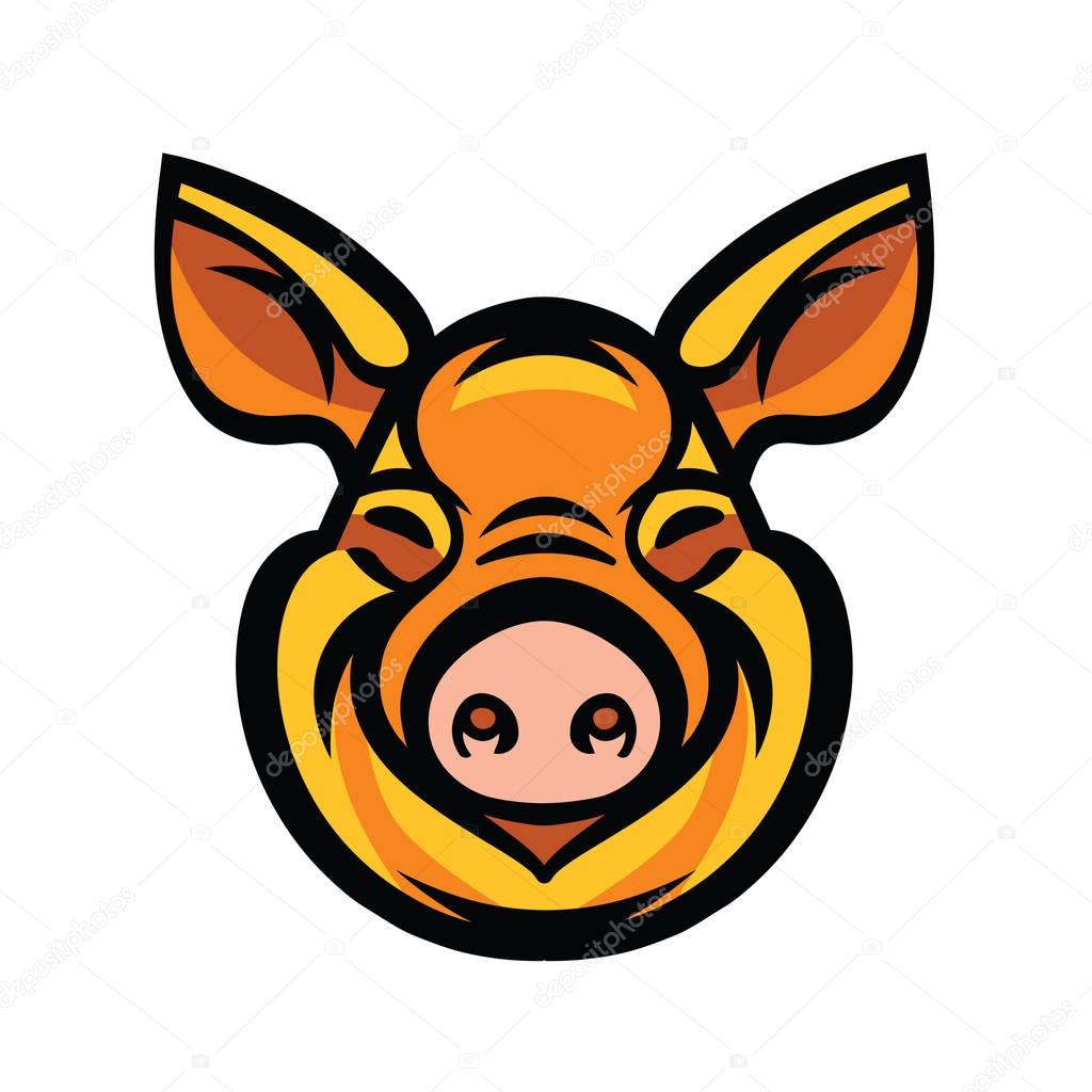 Funny smiling orange pig