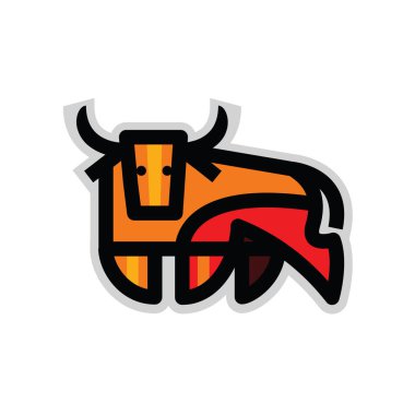 Renkli çizim stand boğa veya inek stilize