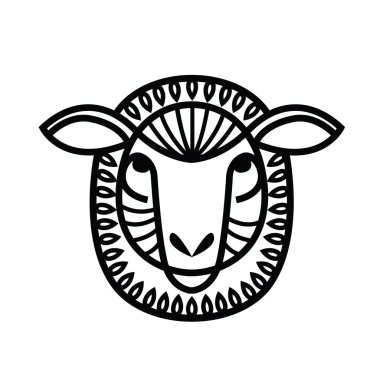 Lineer çizim - baş koyun veya ram stilize