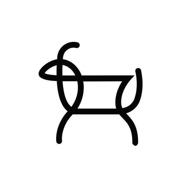 Линейно стилизованный рисунок козы или няни — стоковый вектор