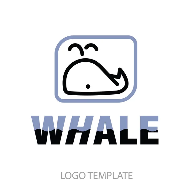 Disegno stilizzato lineare di balena — Vettoriale Stock