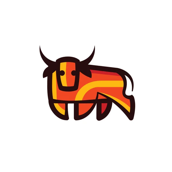 Kleurrijk gestileerde tekening van stand bull of koe — Stockvector