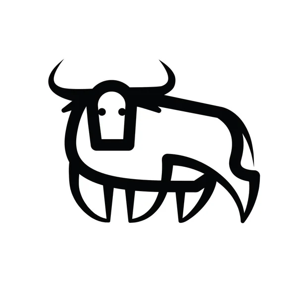 Лінійний стилізований малюнок бика або корови — стоковий вектор
