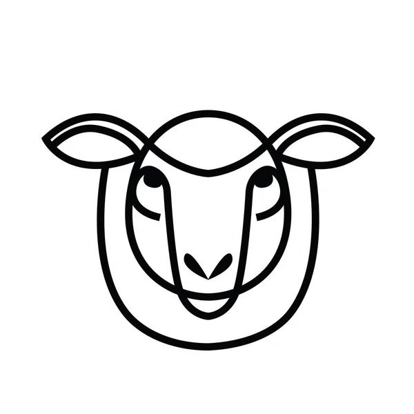 Linear stylized drawing - head of sheep or ram — Stock Vector