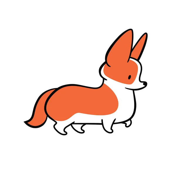 Lindo dibujo de dibujos animados de Corgi galés — Vector de stock