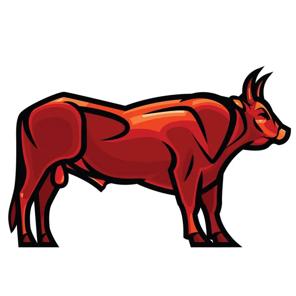 Vector draving - poderoso toro con cuernos — Vector de stock