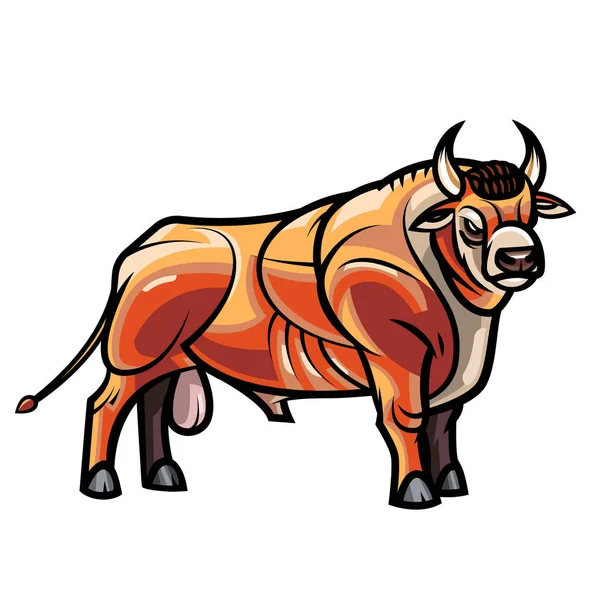Dibujo del toro de pie — Vector de stock