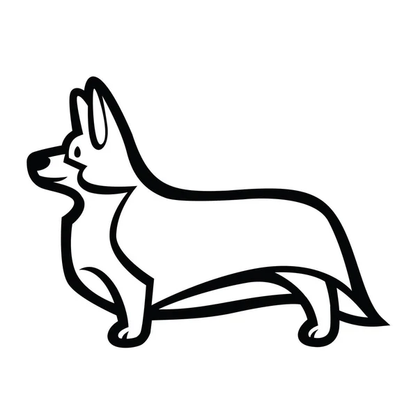 Permanent in profiel hondenras Welsh Corgi — Stockvector