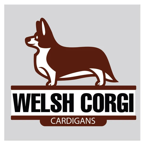 Modello di firma con Welsh Corgi in piedi di profilo — Vettoriale Stock