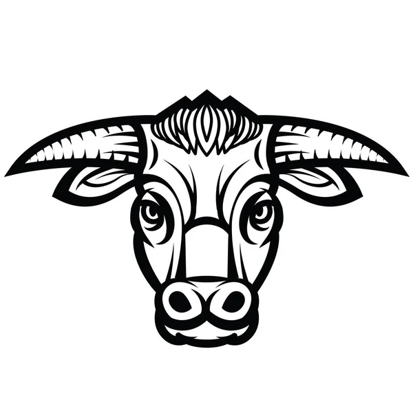 Tête de taureau cornu puissant — Image vectorielle