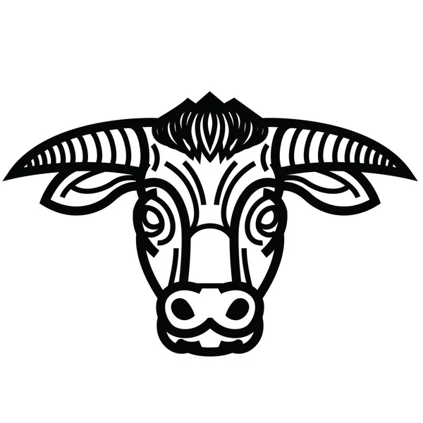 Head of powerful horned bull — Stock Vector