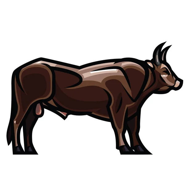 矢量 draving-强大的长角牛 — 图库矢量图片
