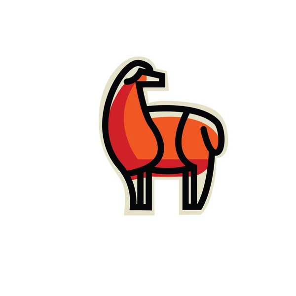Cor estilizado desenho de pé alpaca — Vetor de Stock