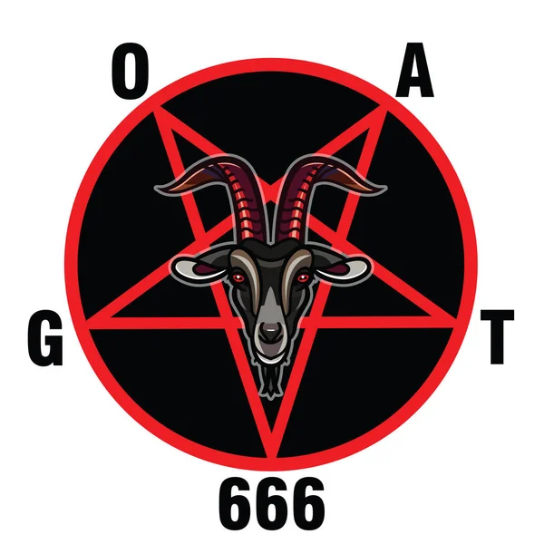 Pentagramma con demone Baphomet. Testa di capra satanica — Vettoriale Stock