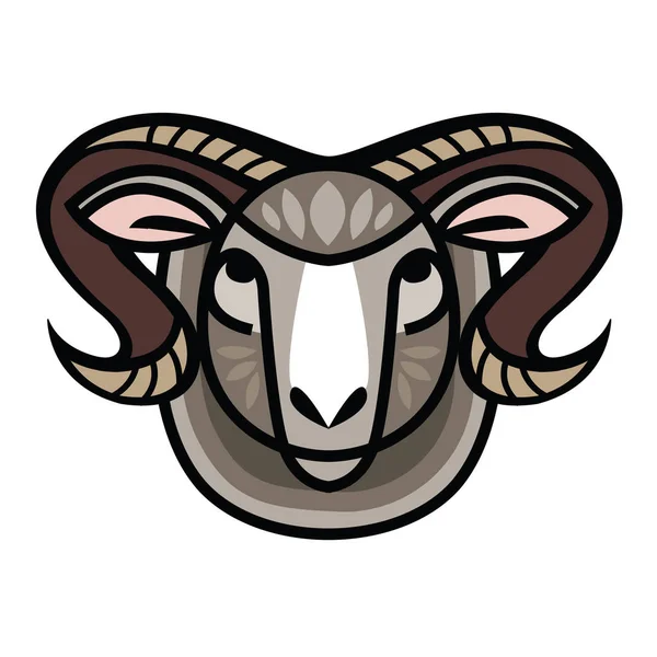 Cabeça de desenho de carneiro — Vetor de Stock
