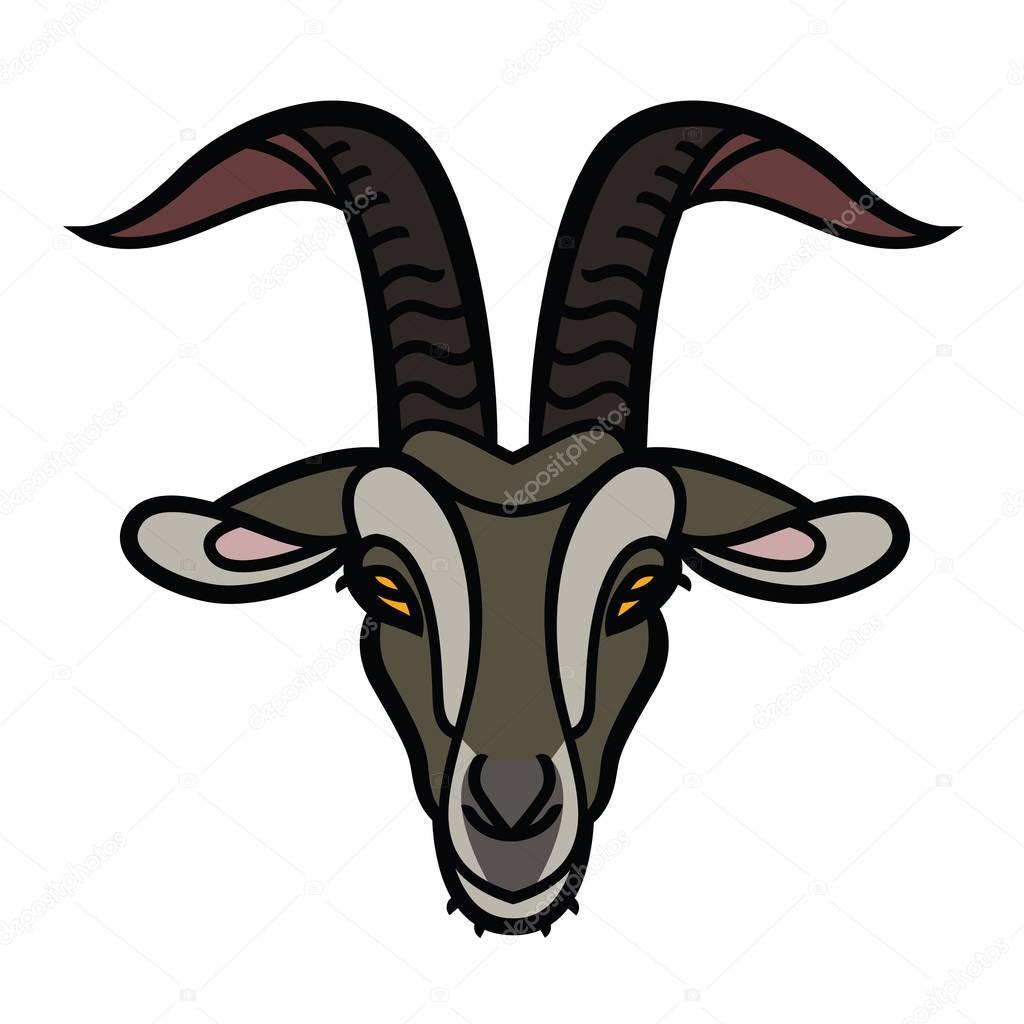 Goat head color icon, outline vector sign, linear pictogram - symbol, logo illustration