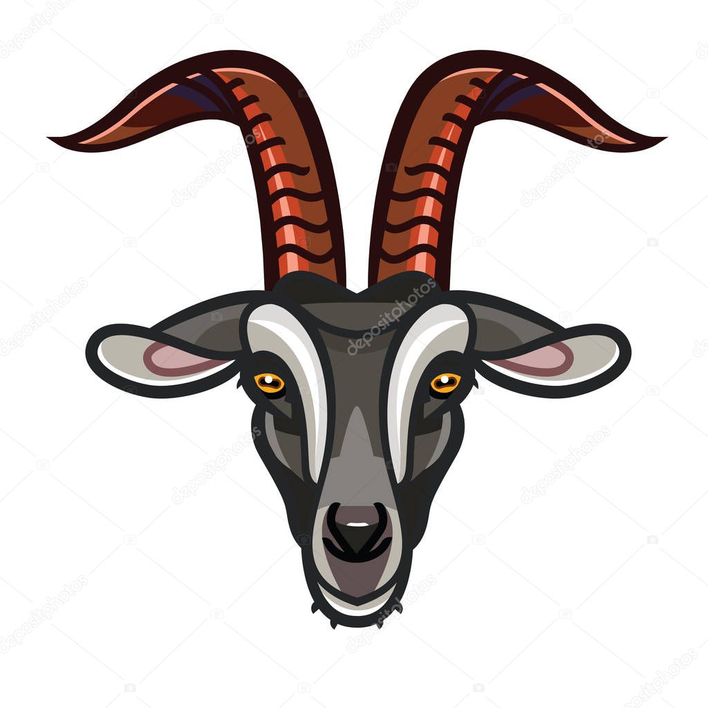 Goat head color icon, outline vector sign, linear pictogram - symbol, logo illustration