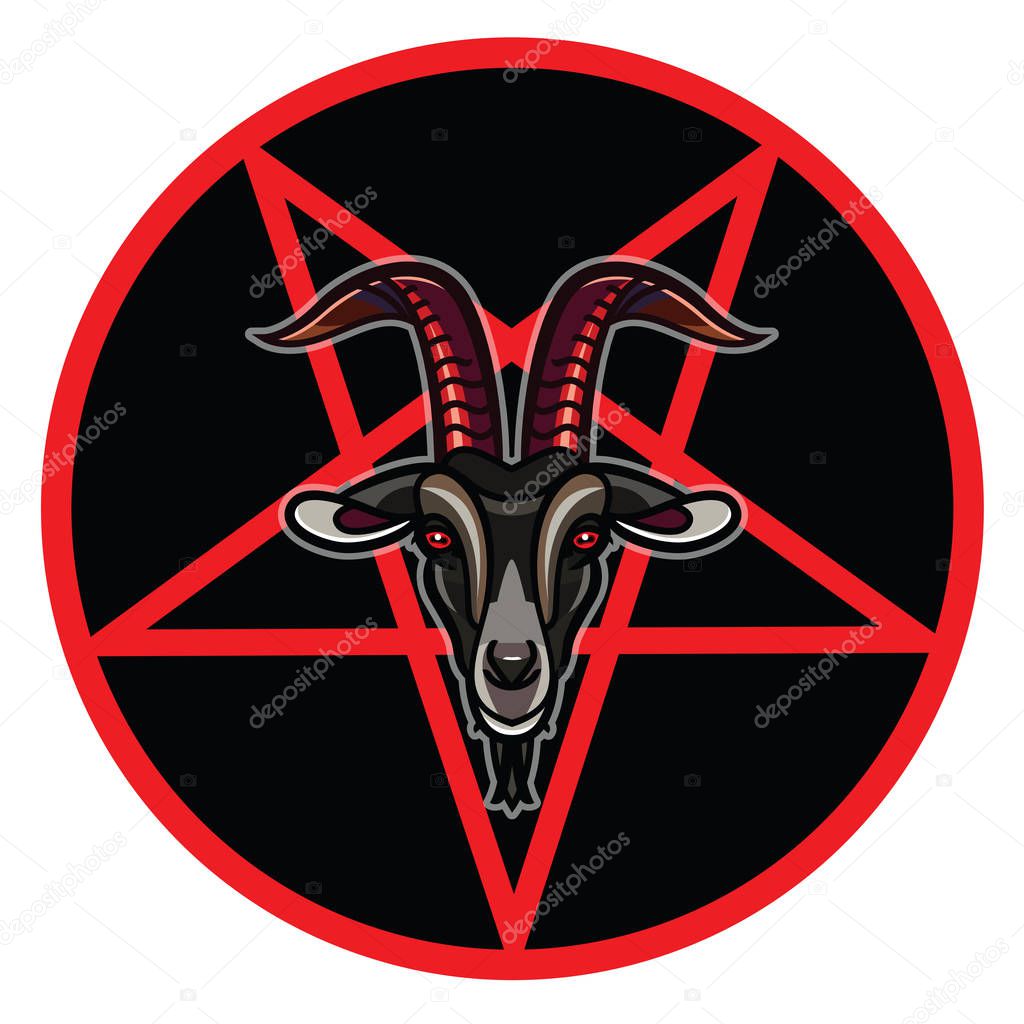 Testa Di Capra Baphomet Isolata Simbolo Satanico Satana Con Demone - Foto 5