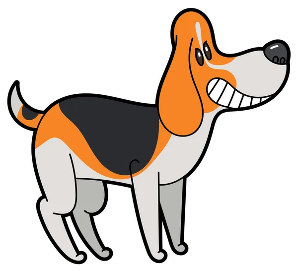 Perro beagle tricolor aislado sobre fondo blanco — Vector de stock