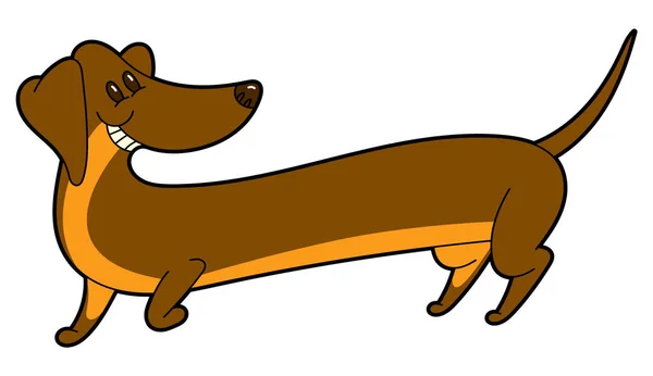 Linda caricatura larga dachshund — Vector de stock