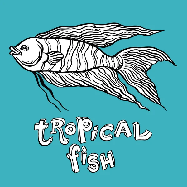 Peces tropicales - ilustración de dibujo a mano vectorial — Vector de stock