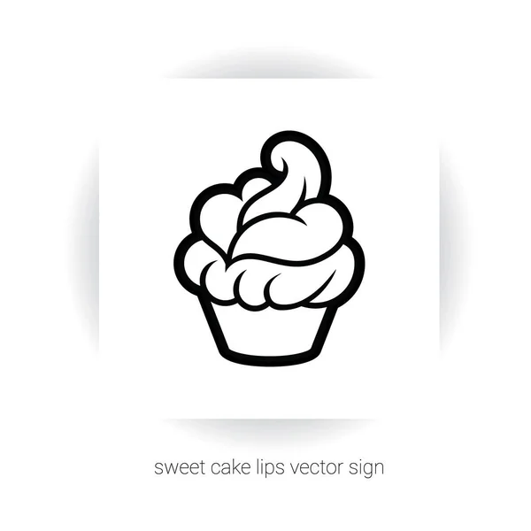 唇と舌の形でクリームのカップケーキ — ストックベクタ