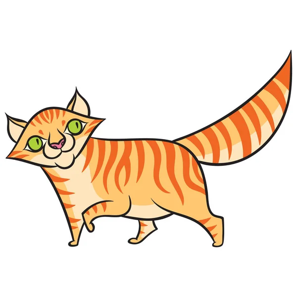Χαμογελαστά τιγρέ γάτα γελοιογραφία — Διανυσματικό Αρχείο