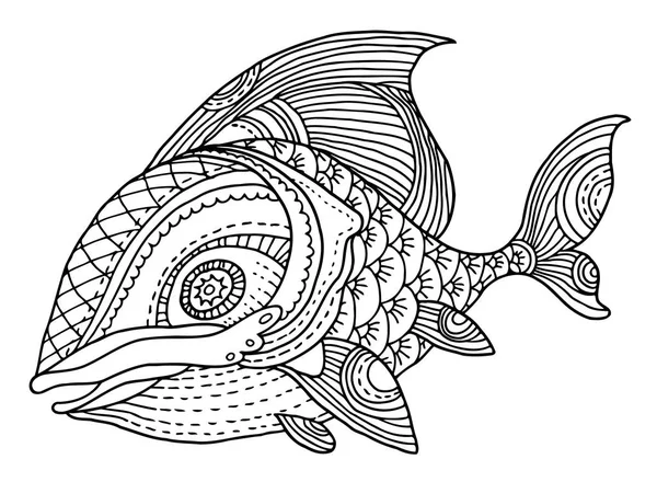 这些华丽的鱼手绘图 — 图库矢量图片