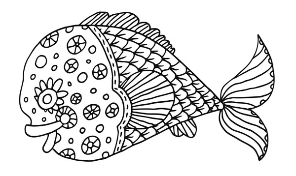 Desenho mão peixe ricamente decorado —  Vetores de Stock