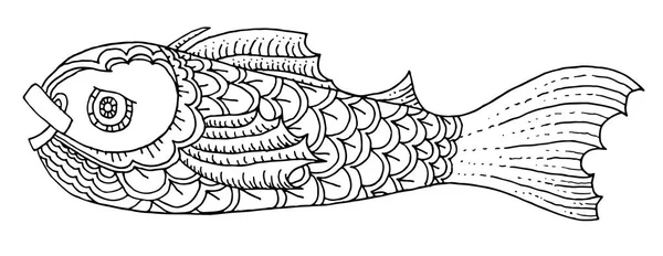 zengin bir şekilde dekore edilmiş balık el çizimi