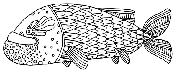 Gazdagon díszített hal kézi rajz — Stock Vector