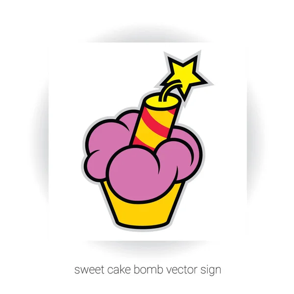 Cupcake à la crème et dynamite — Image vectorielle