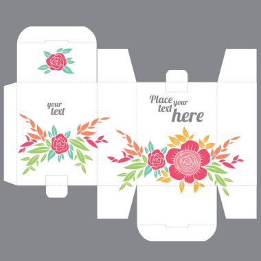 Doğa desenli Hediyelik düğün iyilik die kutusunu tasarım şablonu