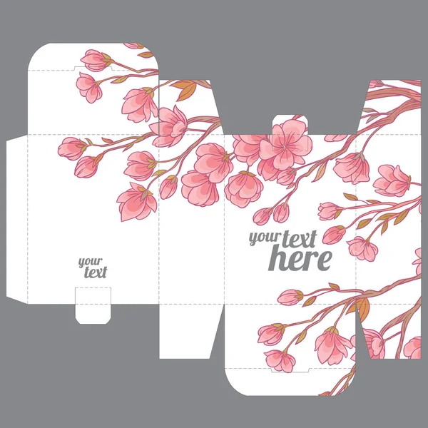 Sakura desenli Hediyelik düğün iyilik die kutusunu tasarım şablonu