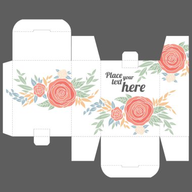 Hediyelik düğün iyilik kutu şablonunu doğa desenli