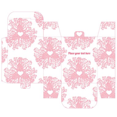 Hediyelik düğün iyilik kutu şablonunu aşk desenli