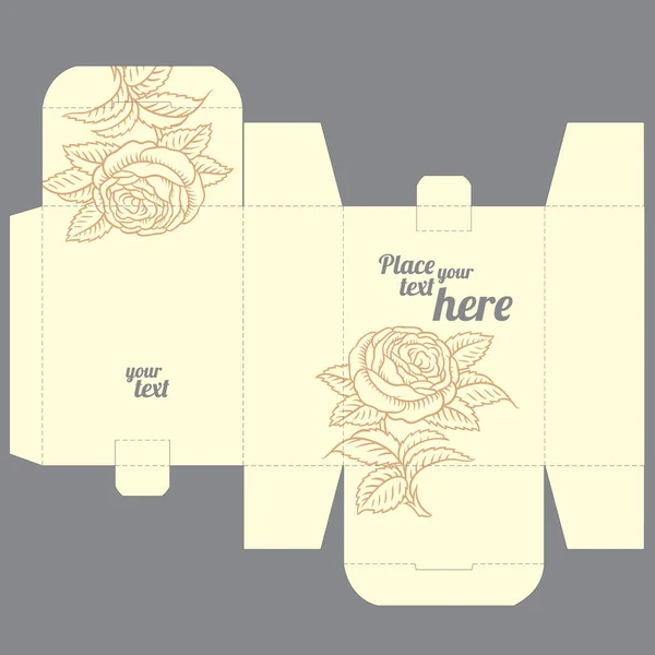 自然のパターンを持つギフト結婚式好意死ぬボックスのデザイン テンプレート — ストックベクタ
