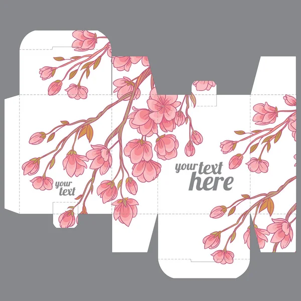 Sakura desenli Hediyelik düğün iyilik die kutusunu tasarım şablonu