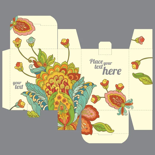 Hediyelik düğün iyilik kutu şablonunu oryantal çiçek desenli