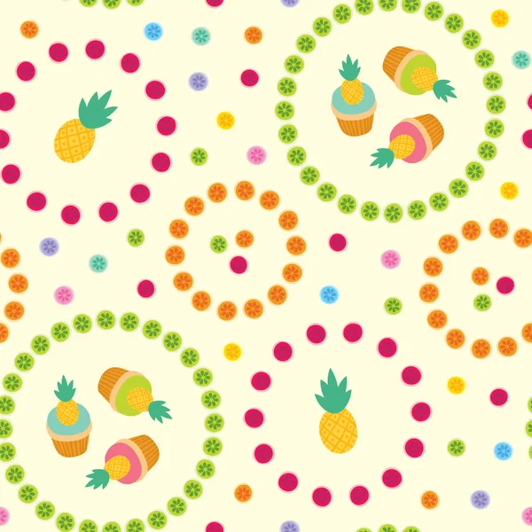 Motif sans couture avec ananas — Image vectorielle