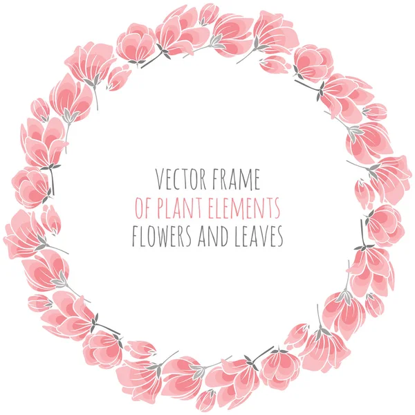 Marco redondo de delicadas flores de cerezo rosa sakura — Vector de stock