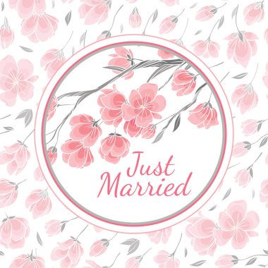 Vektör resim sakura çiçek ile şablon tebrik kartı  