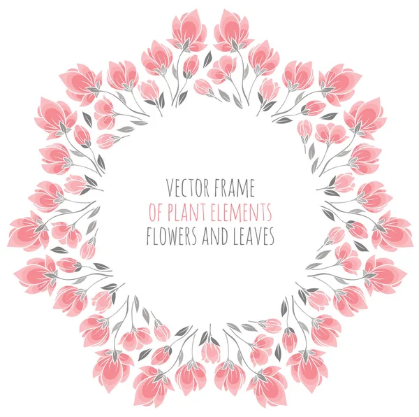 Marco redondo de delicadas flores de cerezo rosa sakura — Vector de stock