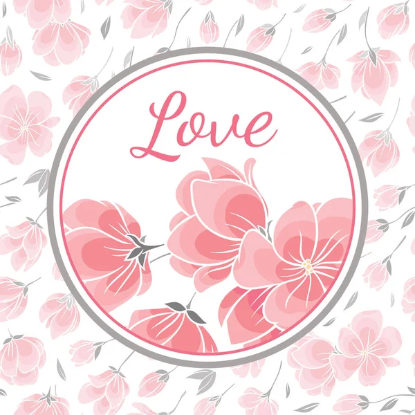 Modèle de carte de vœux avec image vectorielle de fleurs de sakura — Image vectorielle