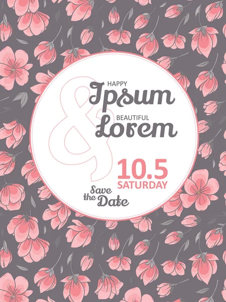 Bruiloft uitnodigingskaart met cherry sakura bloemen vector — Stockvector