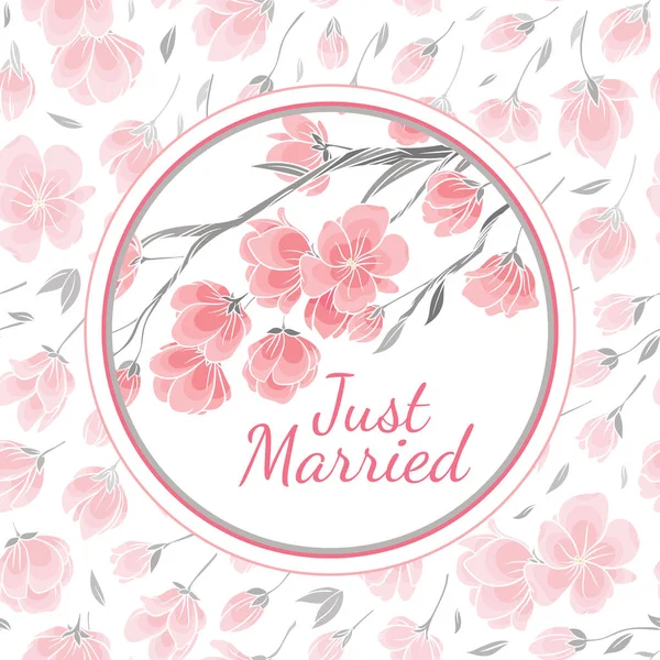 Vektör resim sakura çiçek ile şablon tebrik kartı  