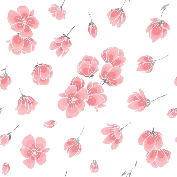 Patrón de fondo sin costuras - rosa Sakura flor — Vector de stock